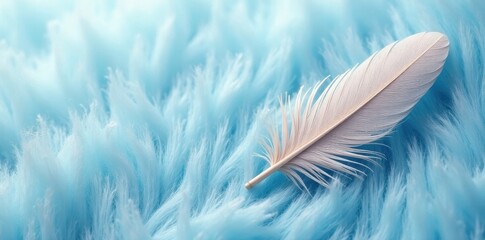 Naklejka premium Delicate gray and white feather pattern on baby blue Wooly texture, cool color palette background , gray, light, elegant
