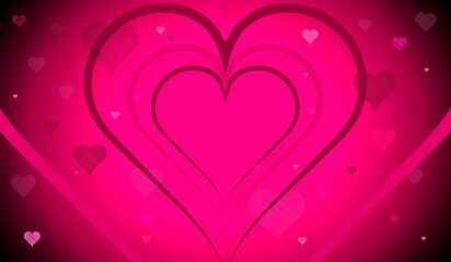 Geometrical hearts on pink background - 3D illustration