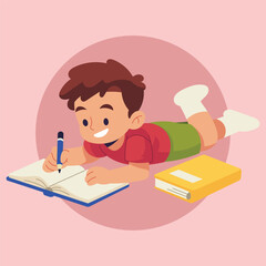 Flat Vector Kids Study Illustration