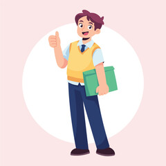Flat Vector Student School Illustration