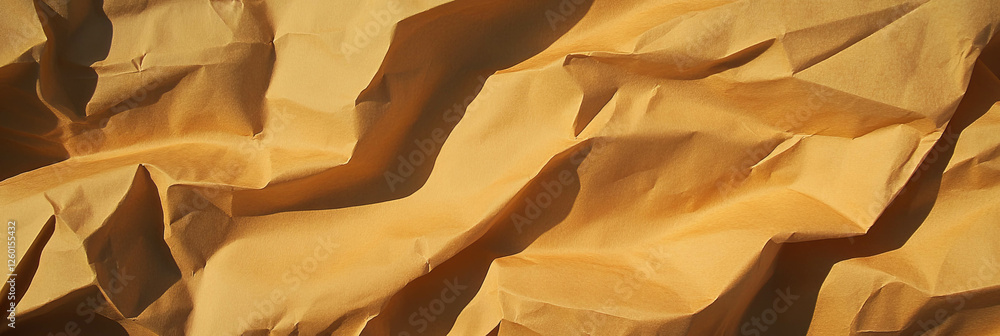 Poster textured medium brown paper displaying unique folds and wrinkles in a creative layout