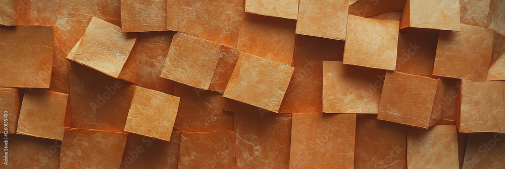 Aufkleber Exploring the texture of medium brown paper with a unique square pattern