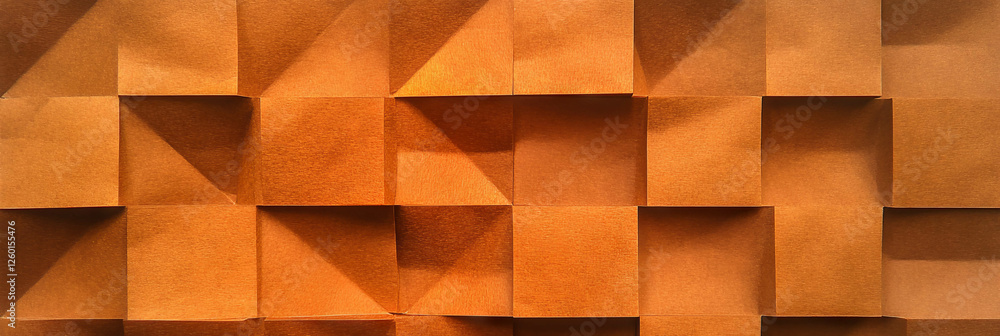 Poster unique textured surface of medium brown paper with raised squares and varied patterns