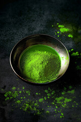 Traditional matcha tea setup, emphasizing the artistry and ritualistic elements of preparing matcha