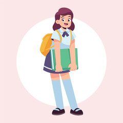 Flat Vector Student School Illustration