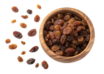 brown raisins in wooden isolated on transparent background png