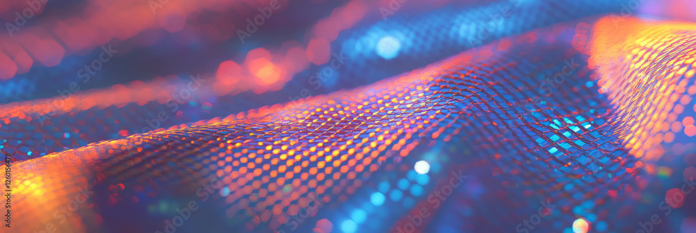 Poster Metallic mesh texture featuring geometric patterns and vibrant highlights