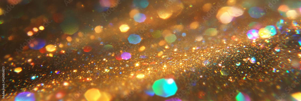 Poster Metallic paint texture with sparkling reflections and colorful flakes in a vibrant display