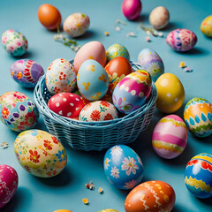 Fototapeta premium easter eggs in a basket
