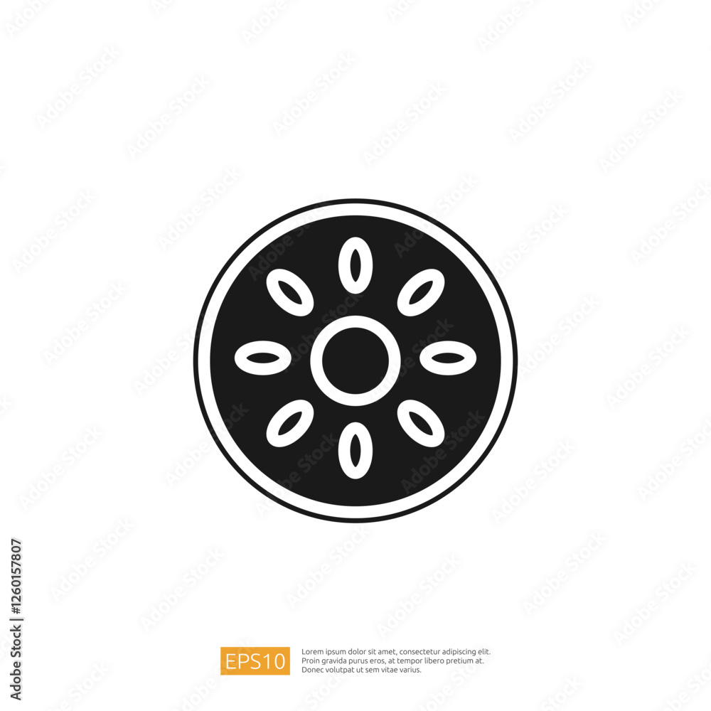 Poster simple black circle with stylized floral pattern icon on a white background ornamental pattern desig