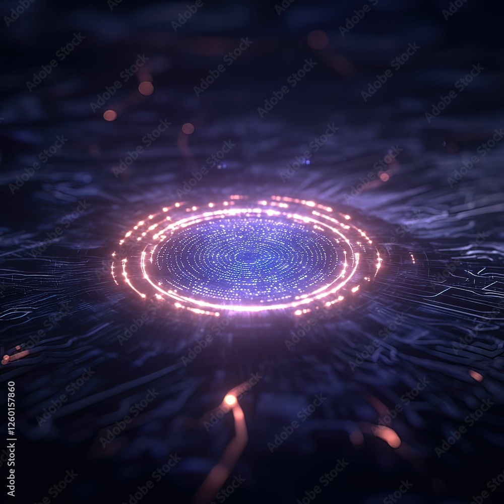 Poster a mesmerizing digital cosmic vortex with glowing circular patterns set against a dark, flowing backg