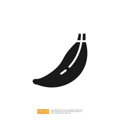 Silhouette Of A Banana Fruit Icon On White Background With Simple Design For Use As Graphic Element Or Food Illustration Icon Image For Application Or Web Page Design With Clean