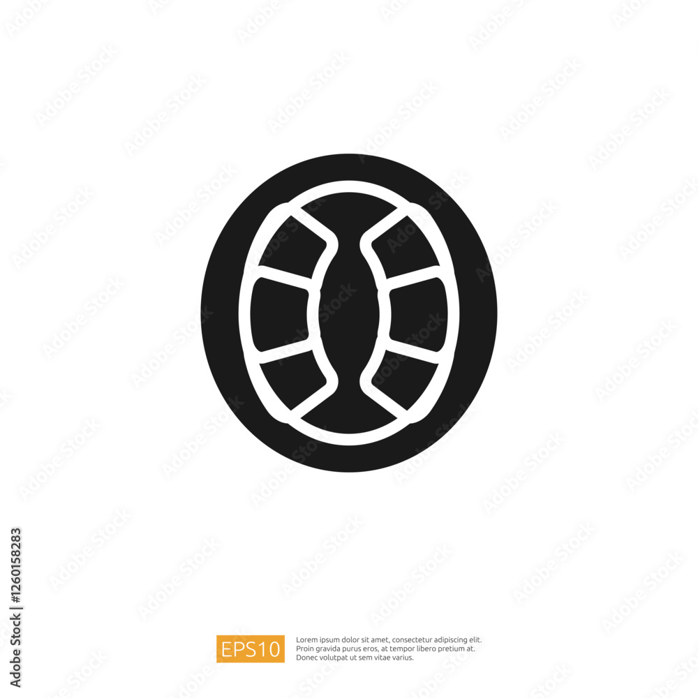 Poster simple black and white fruit icon representing a sliced watermelon type icon design illustration ima