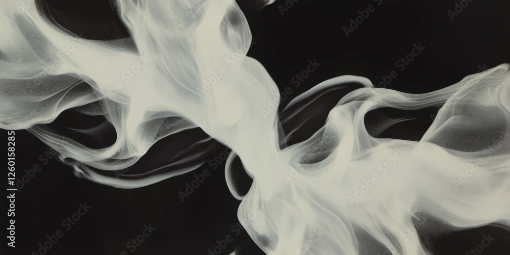 Poster mottled black and white texture featuring a blurred cloud-like pattern with a soft gradient