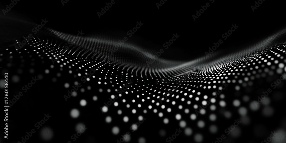 Poster mottled black and white texture with blurred geometric pattern on dark background