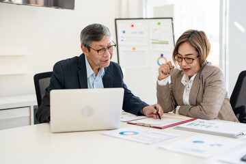 ceo executives meeting working with new project, business people discussion and analysis data, charts and valuation graph.