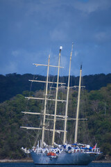 Fototapeta premium Sailing boat in Culebra Bay on the Pacific Ocean in Costa Rica
