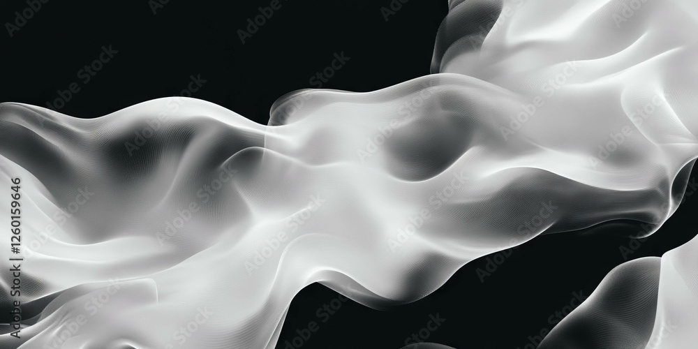 Poster mottled black and white texture with smooth areas and soft gradients on a dark background