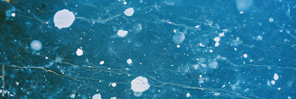 Poster mottled blue and white texture with scattered spots and subtle variations in depth
