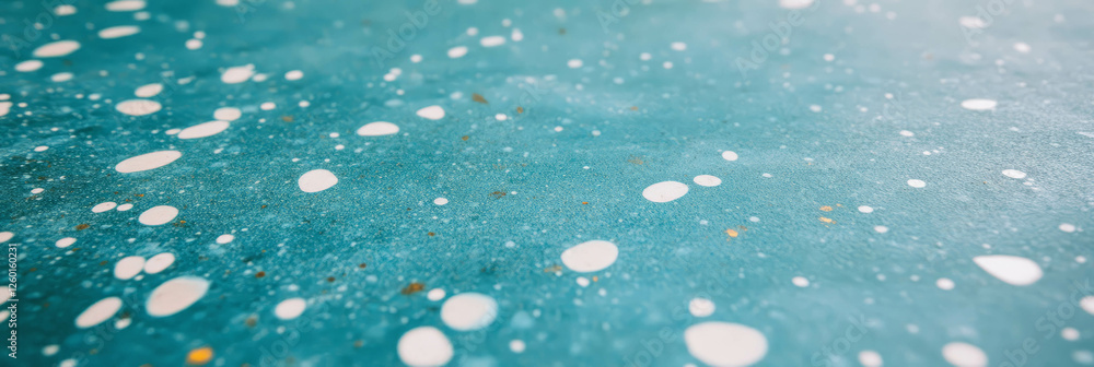 Poster mottled blue texture with scattered white spots on a subtle background creates an artistic effect
