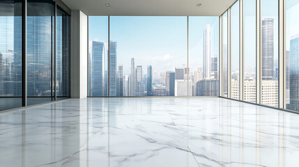 Modern Office with Stunning City Views - High-Rise Office Space Featuring Panoramic Glass Windows