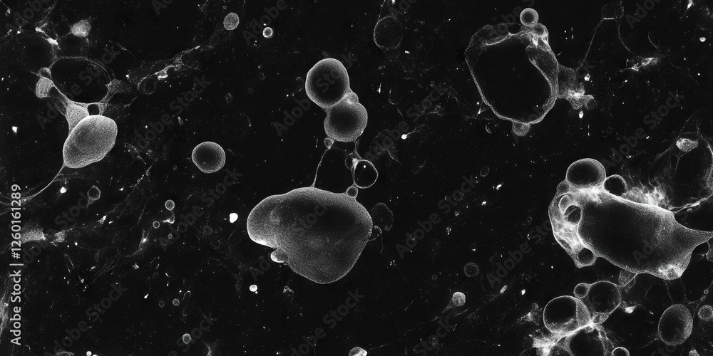 Poster mottled grayscale texture showcasing fine concentrated patterns against a black background