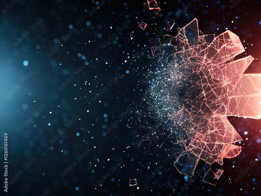Poster a vibrant, abstract explosion of particles and light creates a dynamic visual effect against a dark 