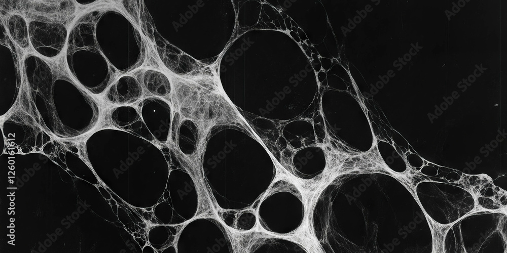 Poster Mottled grayscale texture displaying fine lines against a solid black background