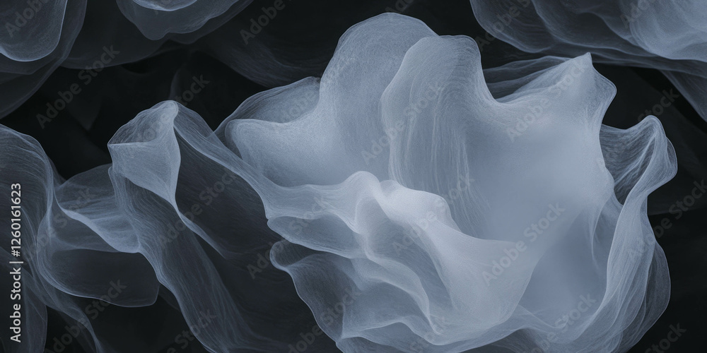 Poster Mottled grayscale texture with overlapping patches against a dark background
