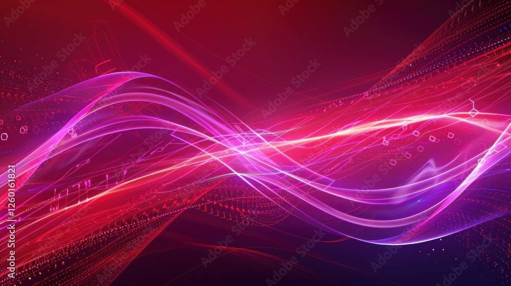 Poster abstract colorful waves on a dark background with light effects