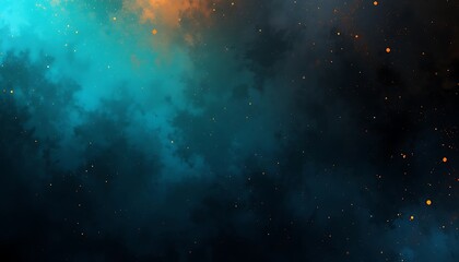 Obraz premium Stunning Deep Space Nebula with Glowing Orange and Blue Cosmic Dust and Stars