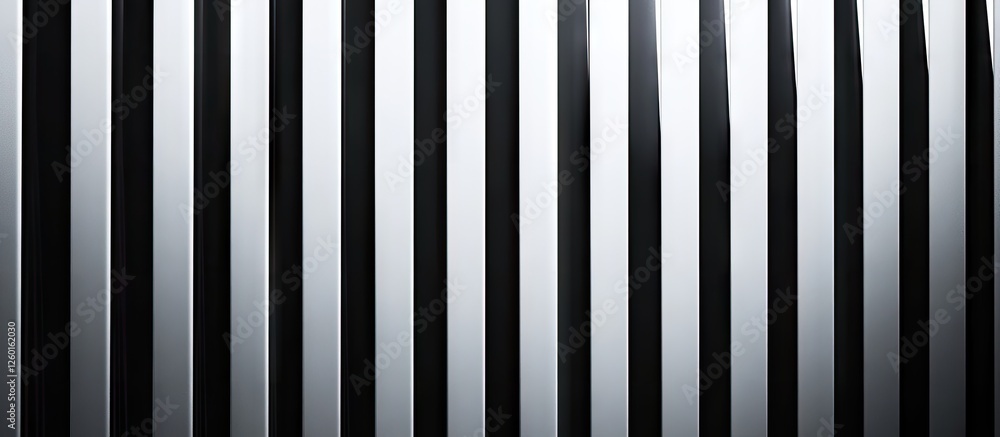 Poster black and white vertical stripes with varying thickness creating a modern abstract pattern; soft lig