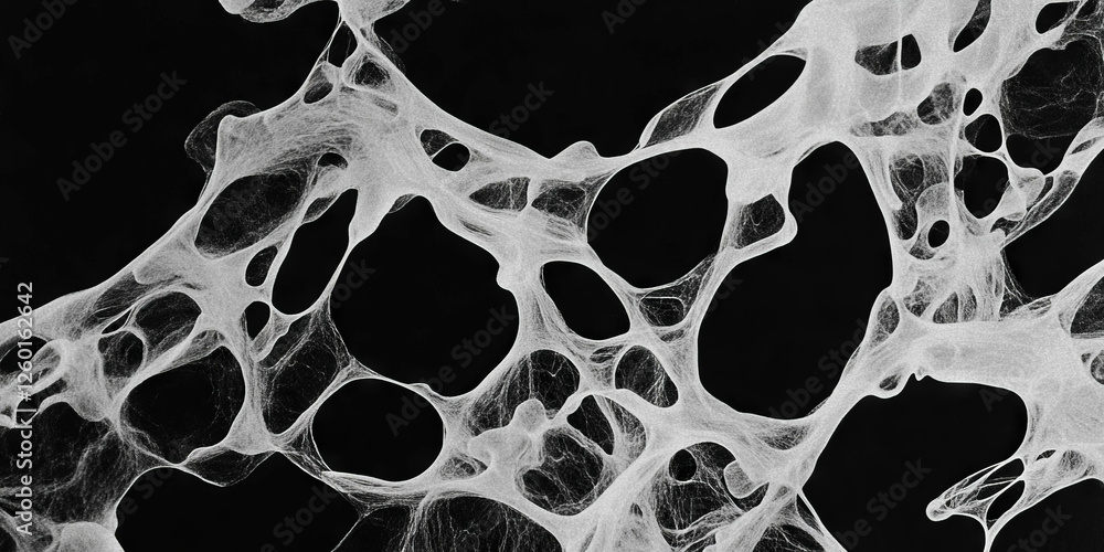 Aufkleber Complex patterns of mottled grayscale texture reveal sharp points against a deep black background
