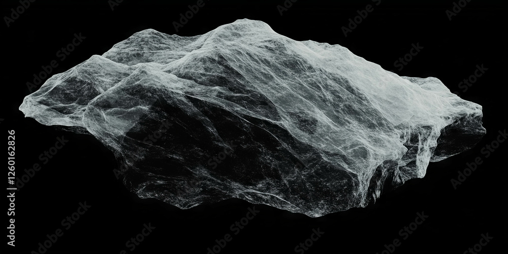 Poster Mottled grayscale texture with sharp edges and highlights on a black background