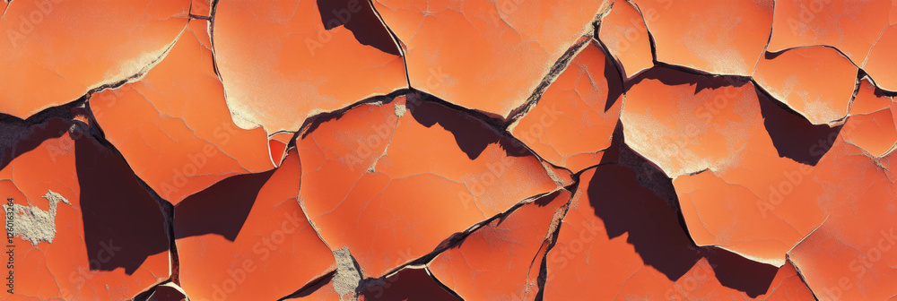 Poster Mottled orange and brown texture with distinct edges and deep shadows