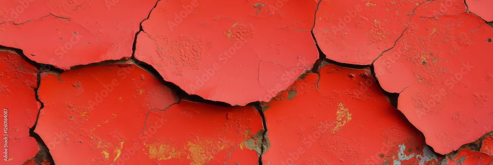 Poster vivid patterns emerge in mottled red and orange textures highlighting vibrant colors and cracks