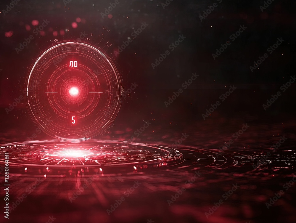 Poster a futuristic, glowing red target appears against a dark background, creating a captivating visual ef