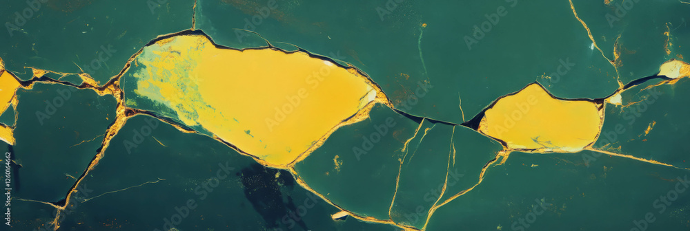 Aufkleber mottled yellow and green texture with sharp edges and deep shadows under natural light
