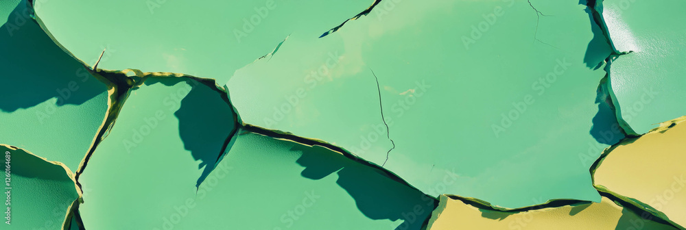 Poster vibrant mottled surface features yellow and green tones with irregular edges and pronounced shadows