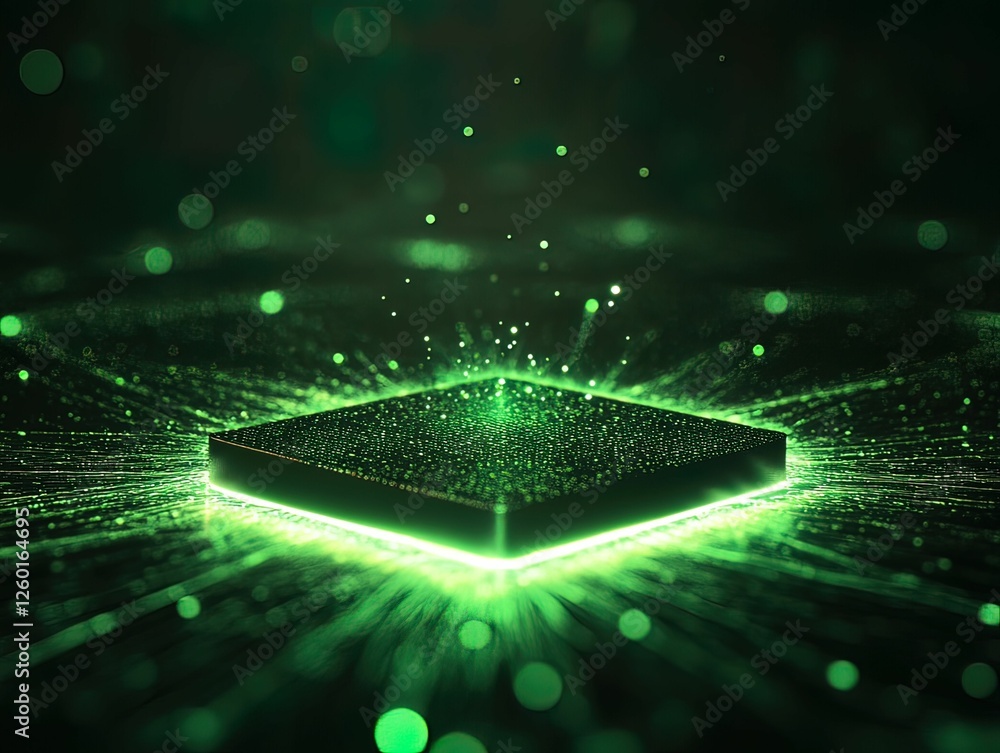Poster glowing abstract padlock concept amidst compressed scale digital environment futuristic view technol