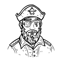 A vintage style icon of a pirate character