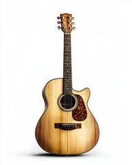 Obraz premium Captivating Wooden Guitar Set Against a Minimalist Black and White Background for Artistic Inspiration