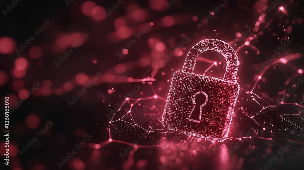 Poster abstract glowing padlock symbolizing security digital environment 3d illustration cybersecurity conc