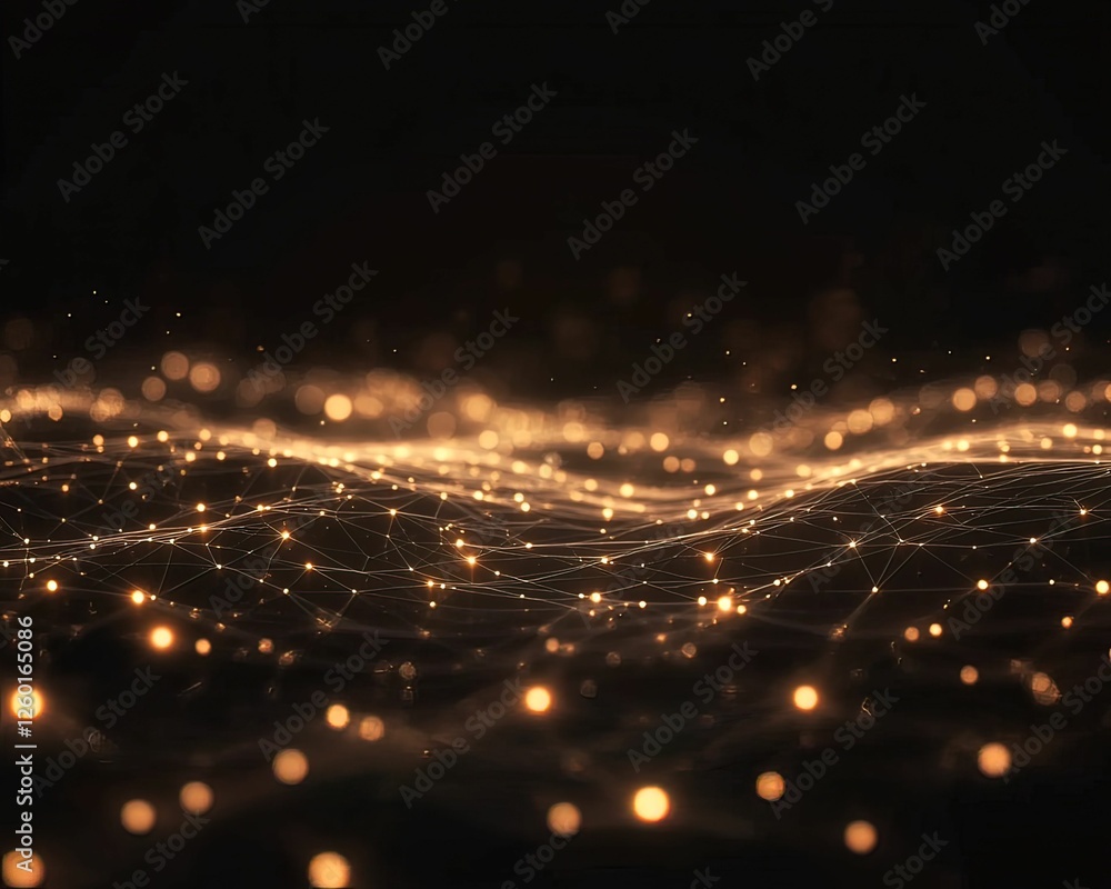 Poster illuminated abstract privacy visualization with glowing locks in compressed scale digital dark envir