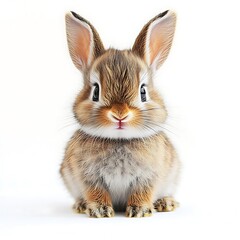 Obraz premium Cute bunny rabbit, white background, studio shot, Easter (1)