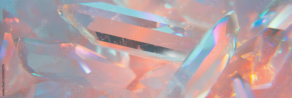 Poster Layers of crystal flares creating dynamic light refractions and vibrant hues