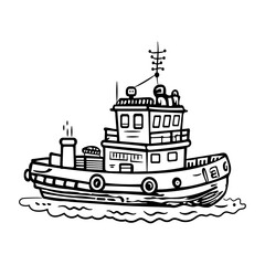 Obraz premium A drawing style icon of a tugboat