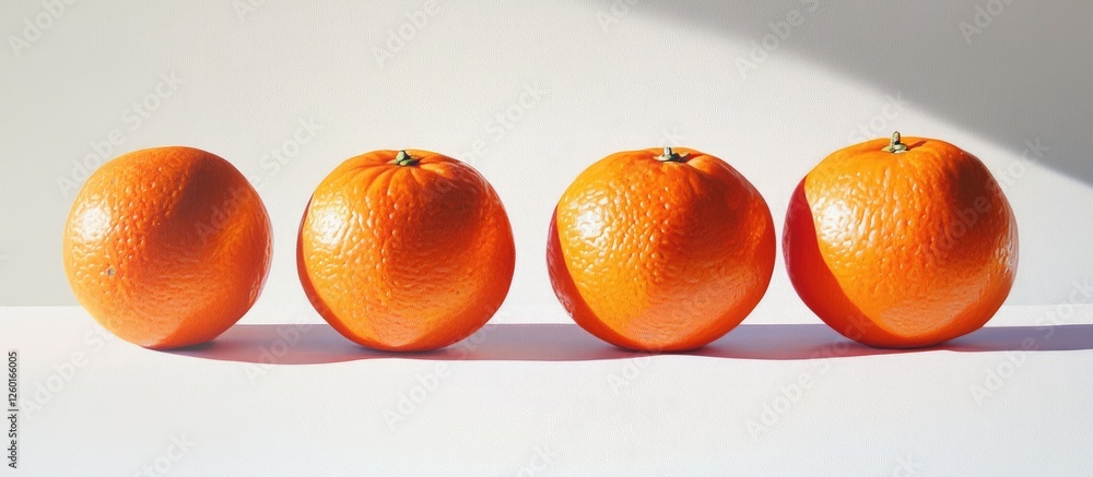 Aufkleber vibrant oranges arranged in a row against a bright white backdrop showcasing their rich textures and