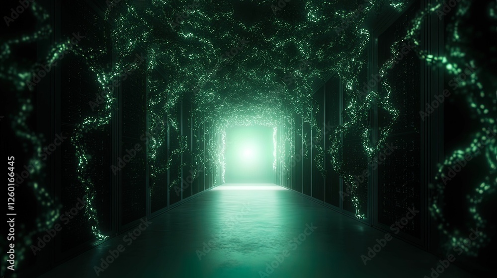 Poster surreal malware infection visualized as glowing black compressed scale digital realm abstract enigma