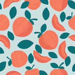 peach fruit seamless pattern © B_1_3